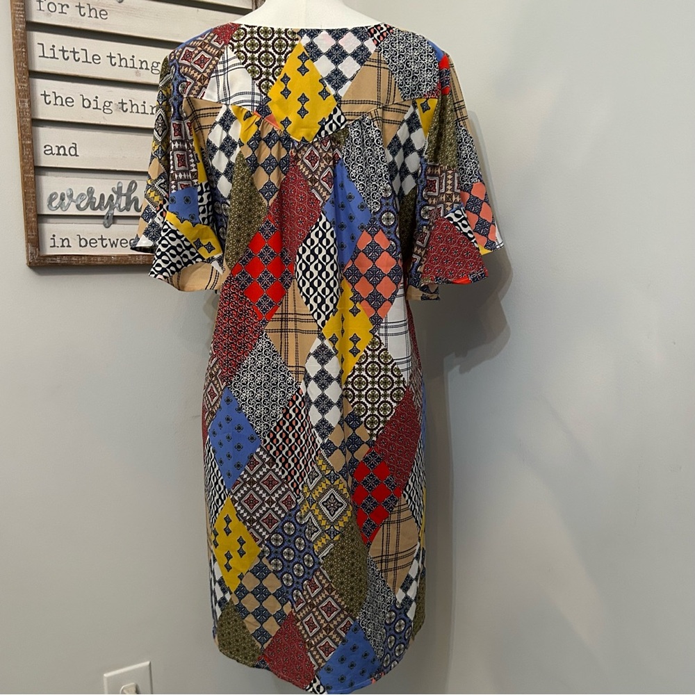 Umgee Patchwork Print Sweetheart Neckline Ruffle … - image 3